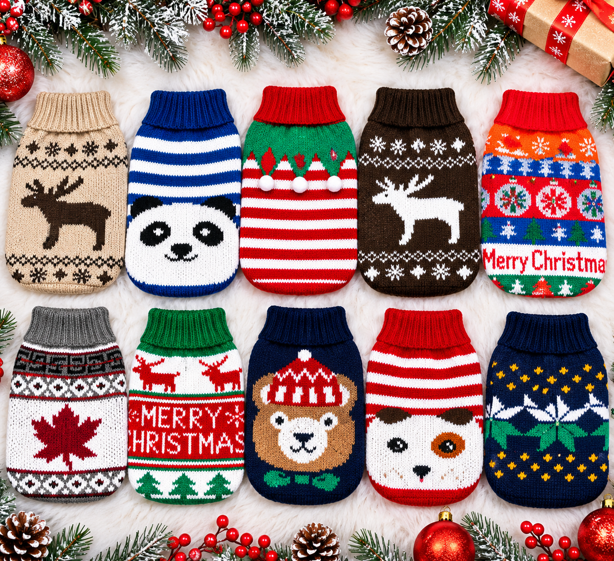 Christmas Knit Pet Sweaters – Festive Holiday Dog Sweaters