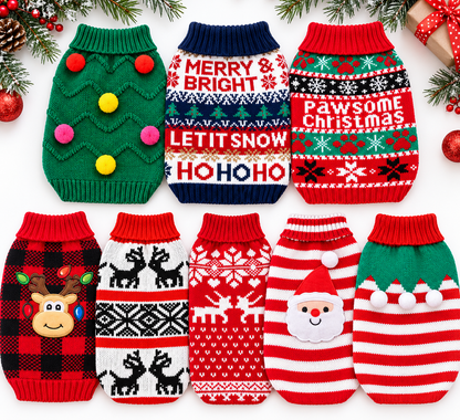 Christmas Dog Sweater – Festive Knit Pet Sweater in 6 Holiday Styles