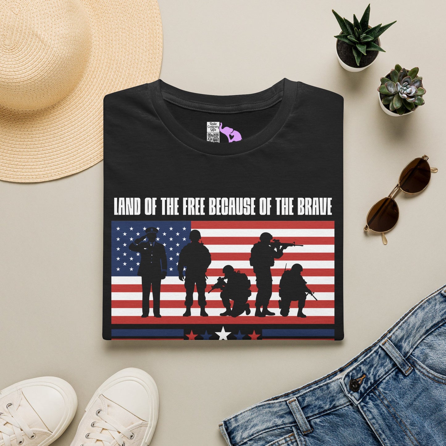 Land of the Free Because of the Brave-Honor Respect Remember Adult T-shirt
