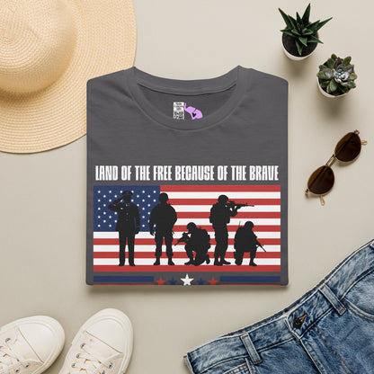 Land of the Free Because of the Brave-Honor Respect Remember Adult T-shirt