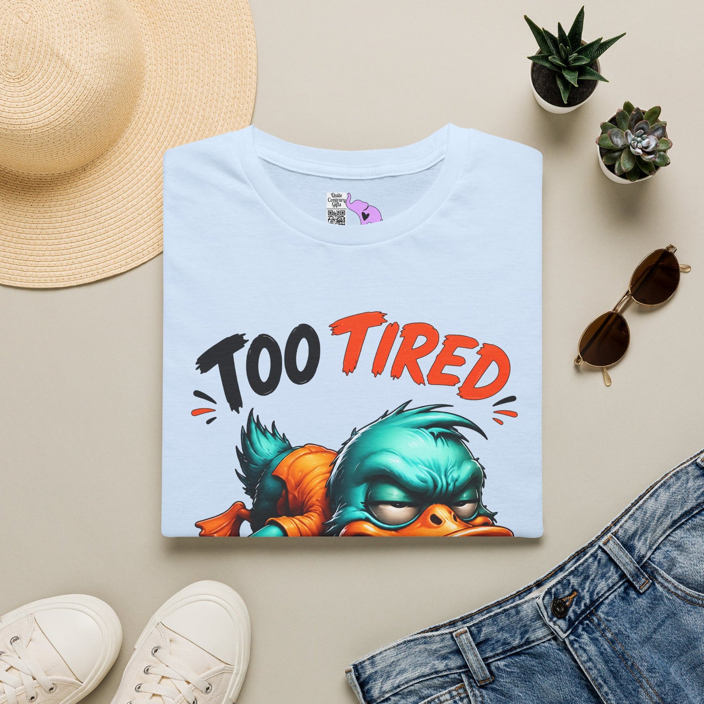 Too Tired To Give A Duck Adult T-shirt