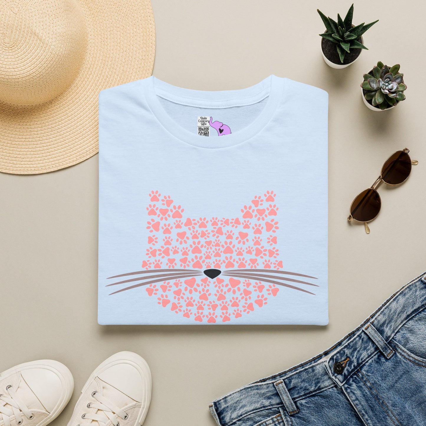 Pawprint Cat Portrait Adult T-shirt