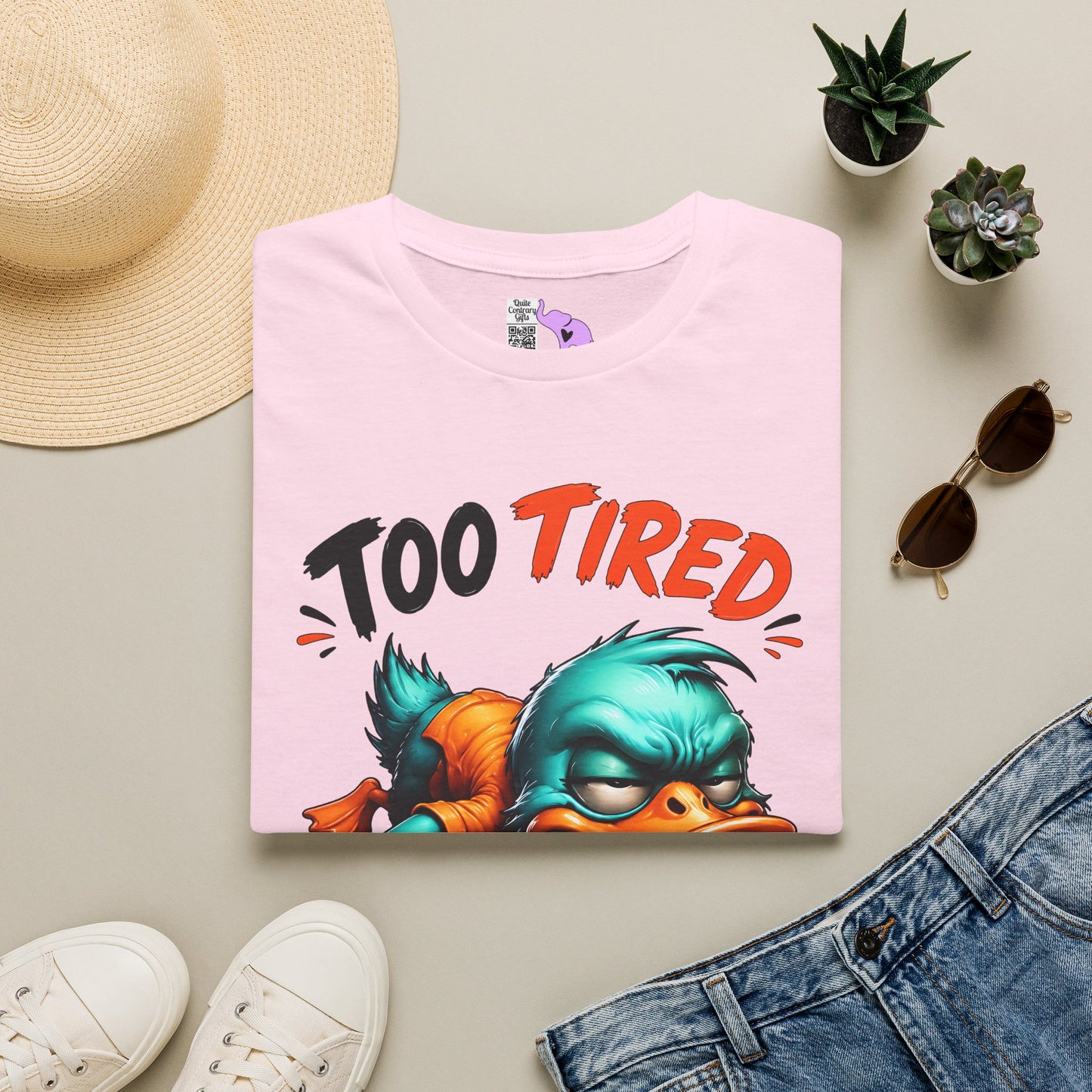 Too Tired To Give A Duck Adult T-shirt