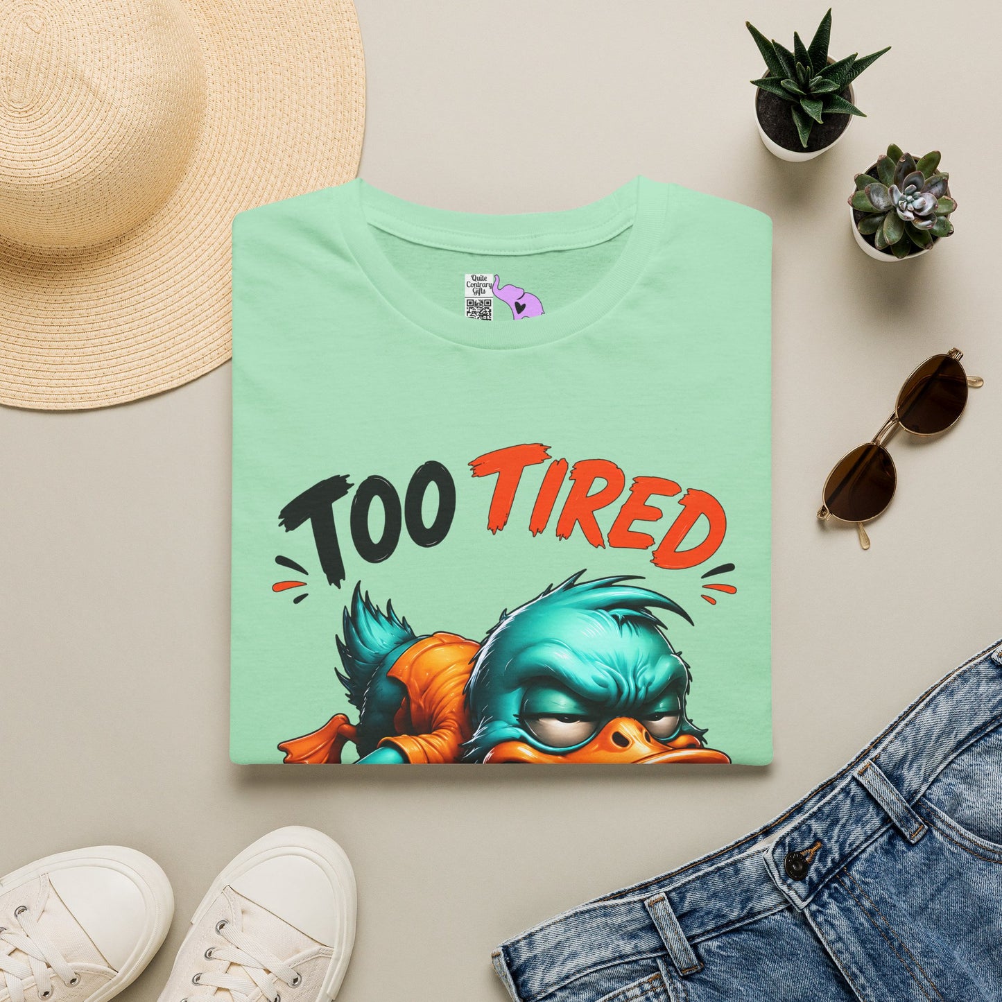 Too Tired To Give A Duck Adult T-shirt