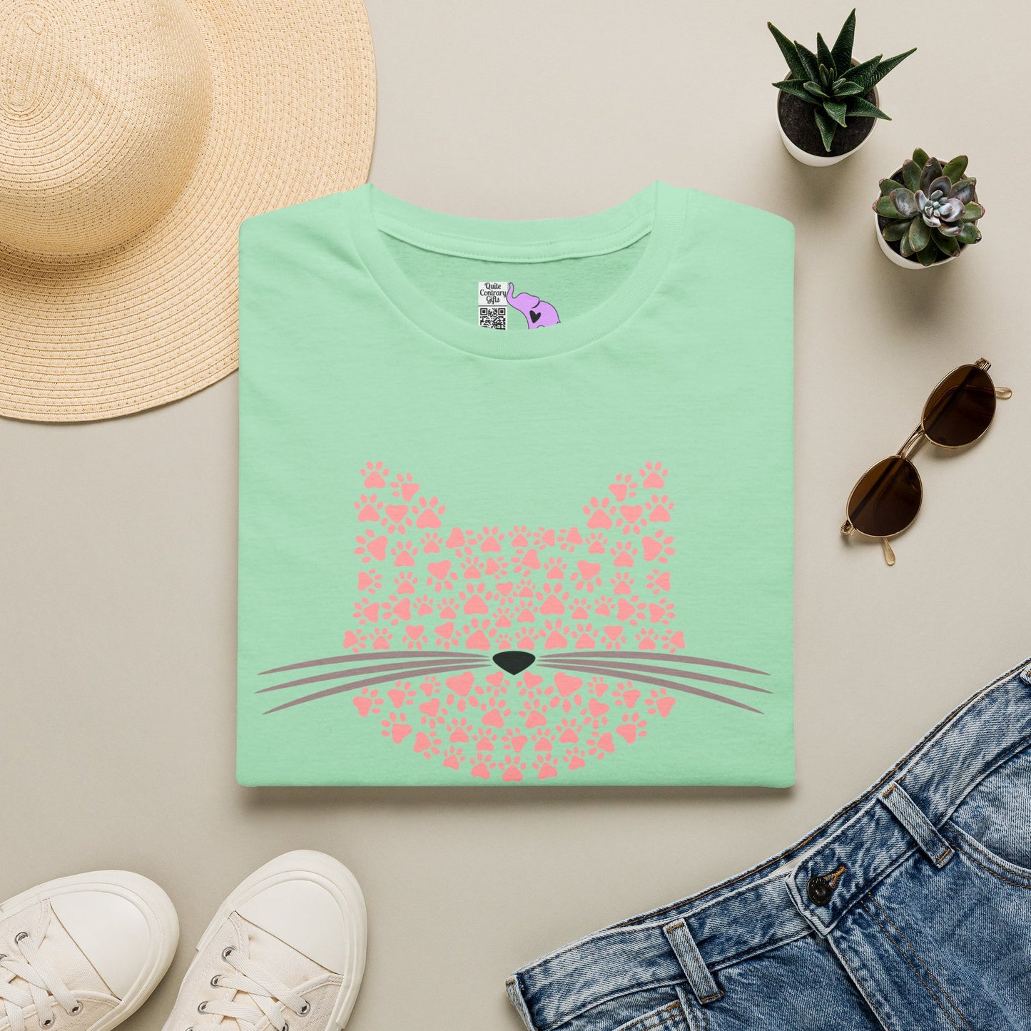 Pawprint Cat Portrait Adult T-shirt