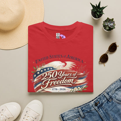 Vintage USA 250 Years of Freedom 1776-2026 Adult T-shirt