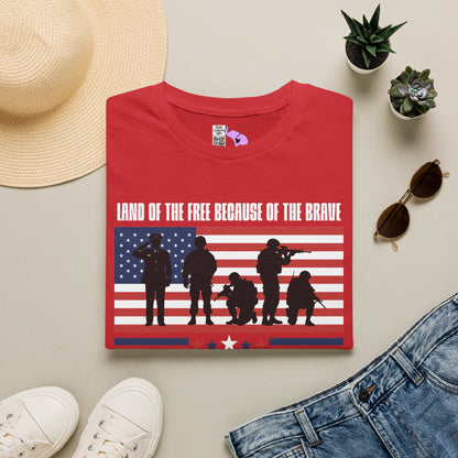 Land of the Free Because of the Brave-Honor Respect Remember Adult T-shirt