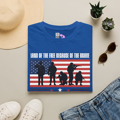 Land of the Free Because of the Brave-Honor Respect Remember Adult T-shirt