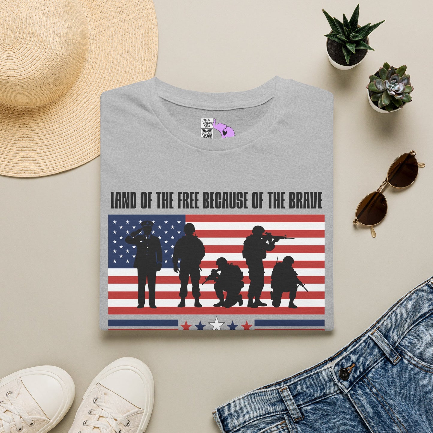 Land of the Free Because of the Brave-Honor Respect Remember Adult T-shirt