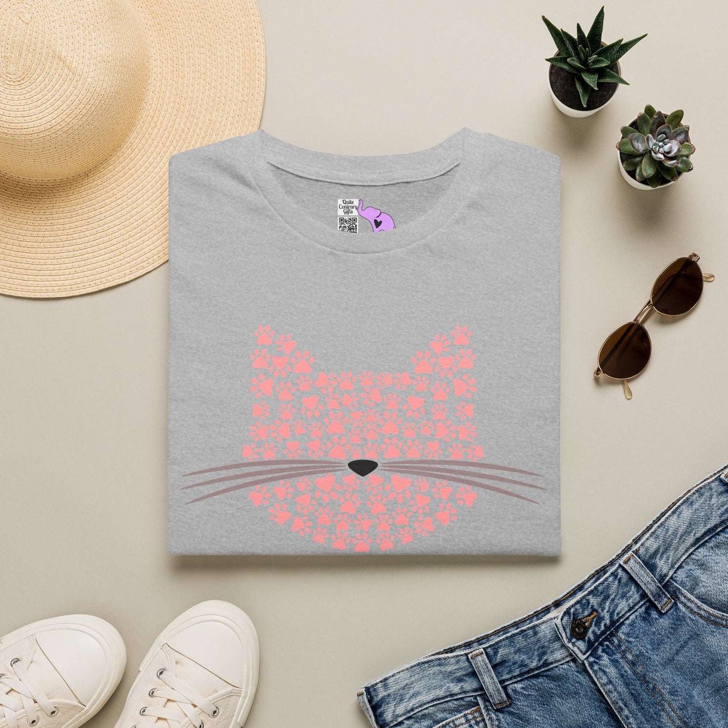 Pawprint Cat Portrait Adult T-shirt