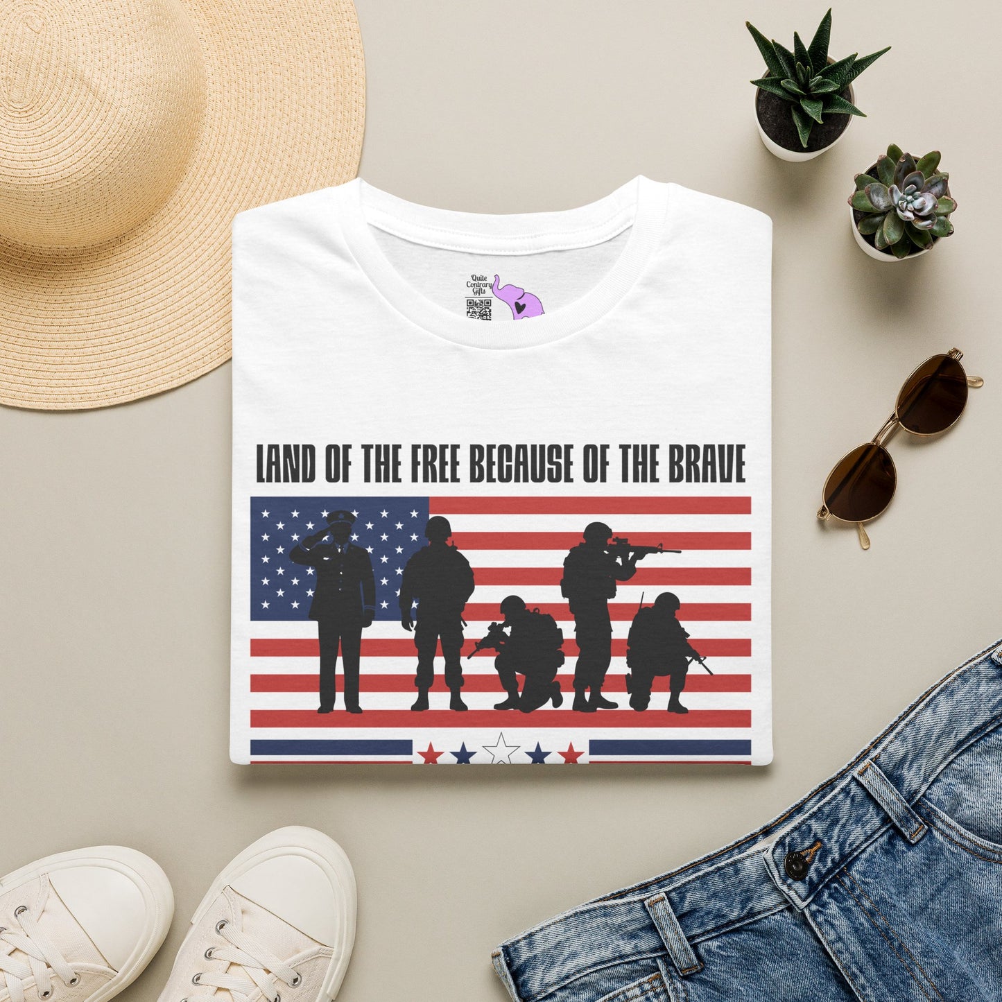 Land of the Free Because of the Brave-Honor Respect Remember Adult T-shirt