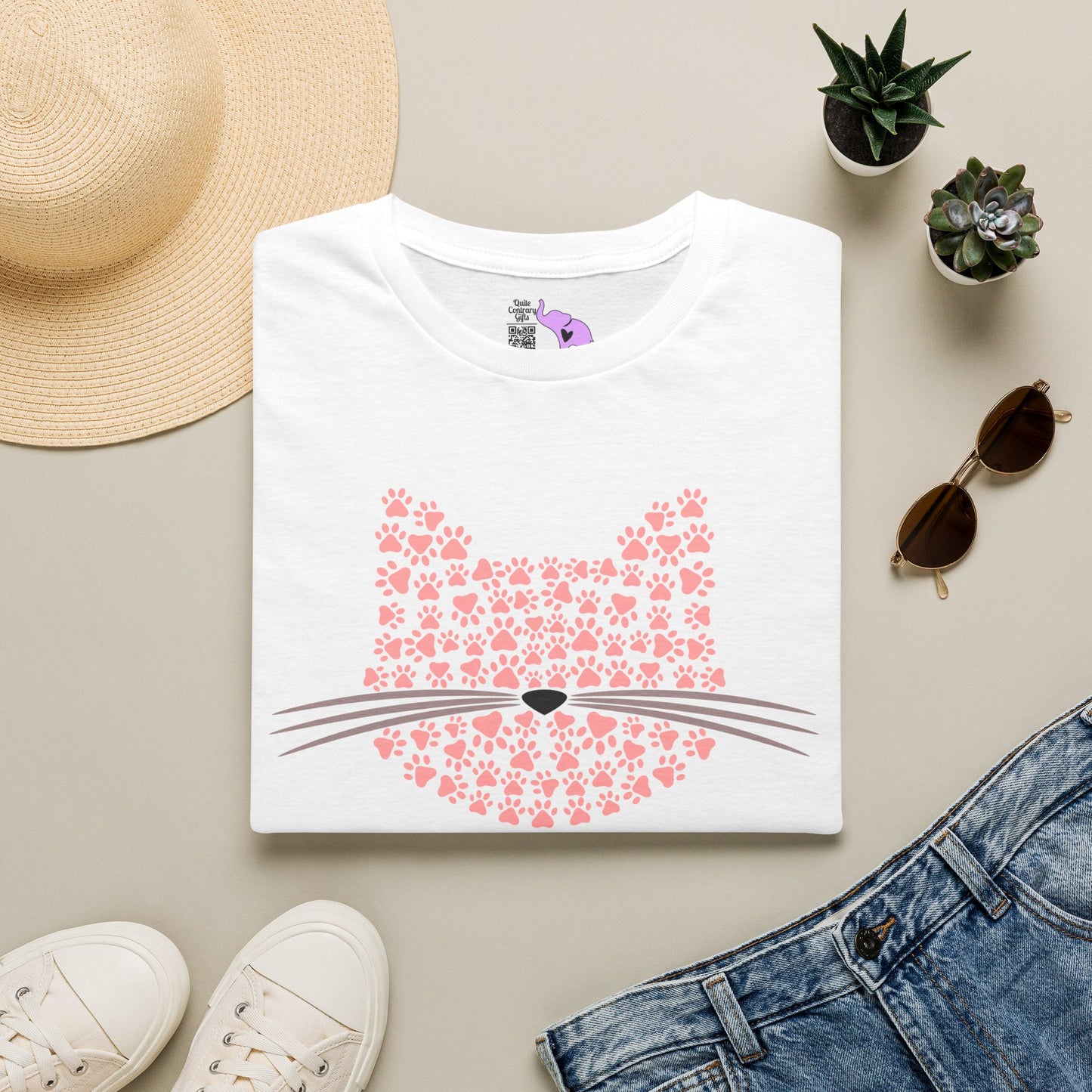 Pawprint Cat Portrait Adult T-shirt