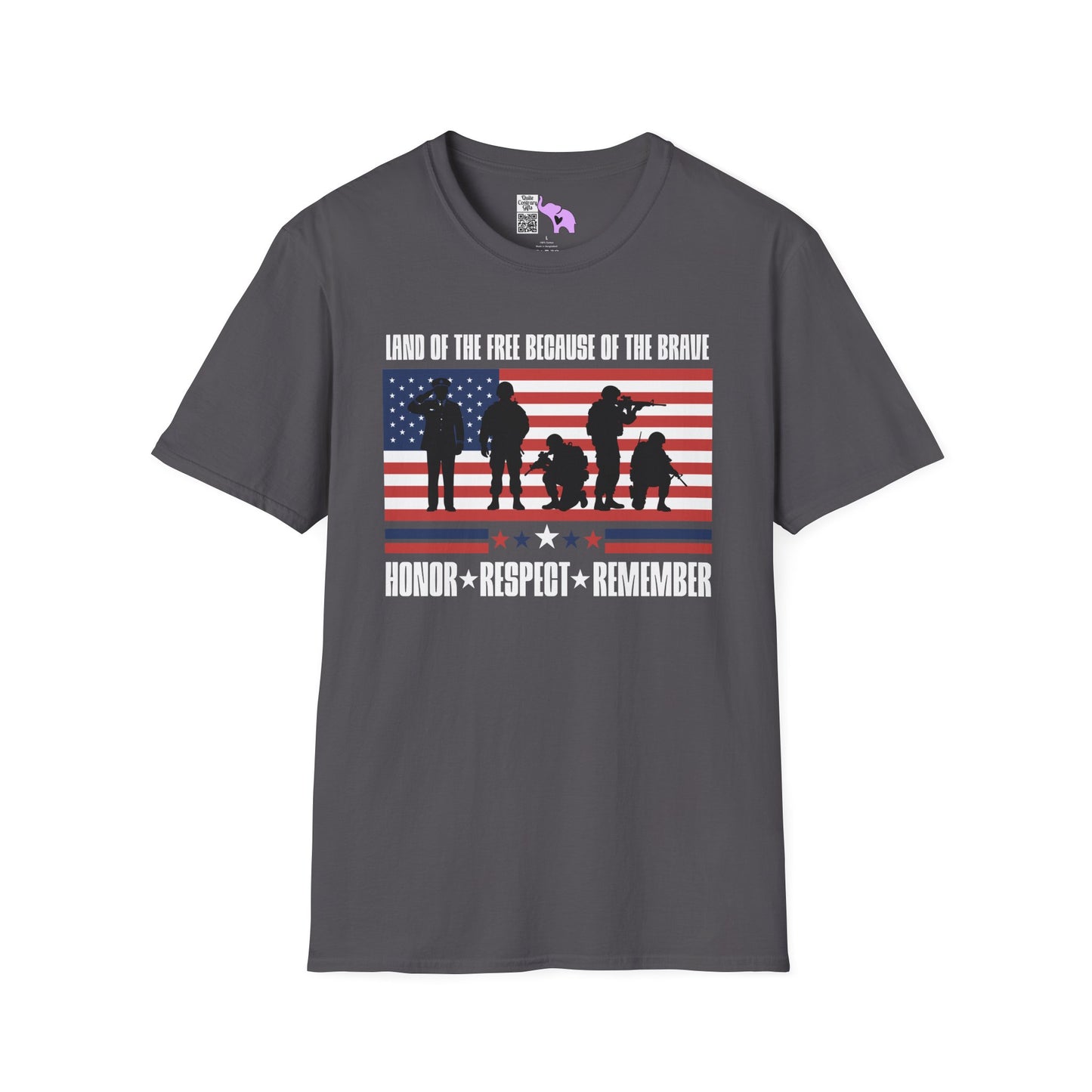 Land of the Free Because of the Brave-Honor Respect Remember Adult T-shirt