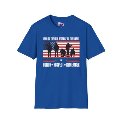 Land of the Free Because of the Brave-Honor Respect Remember Adult T-shirt