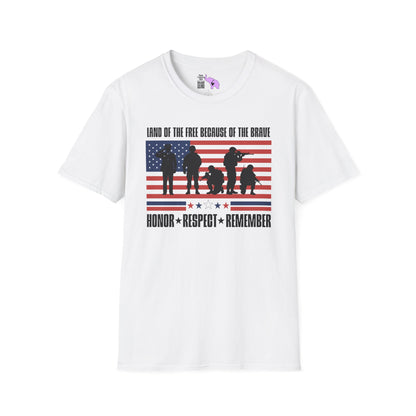 Land of the Free Because of the Brave-Honor Respect Remember Adult T-shirt
