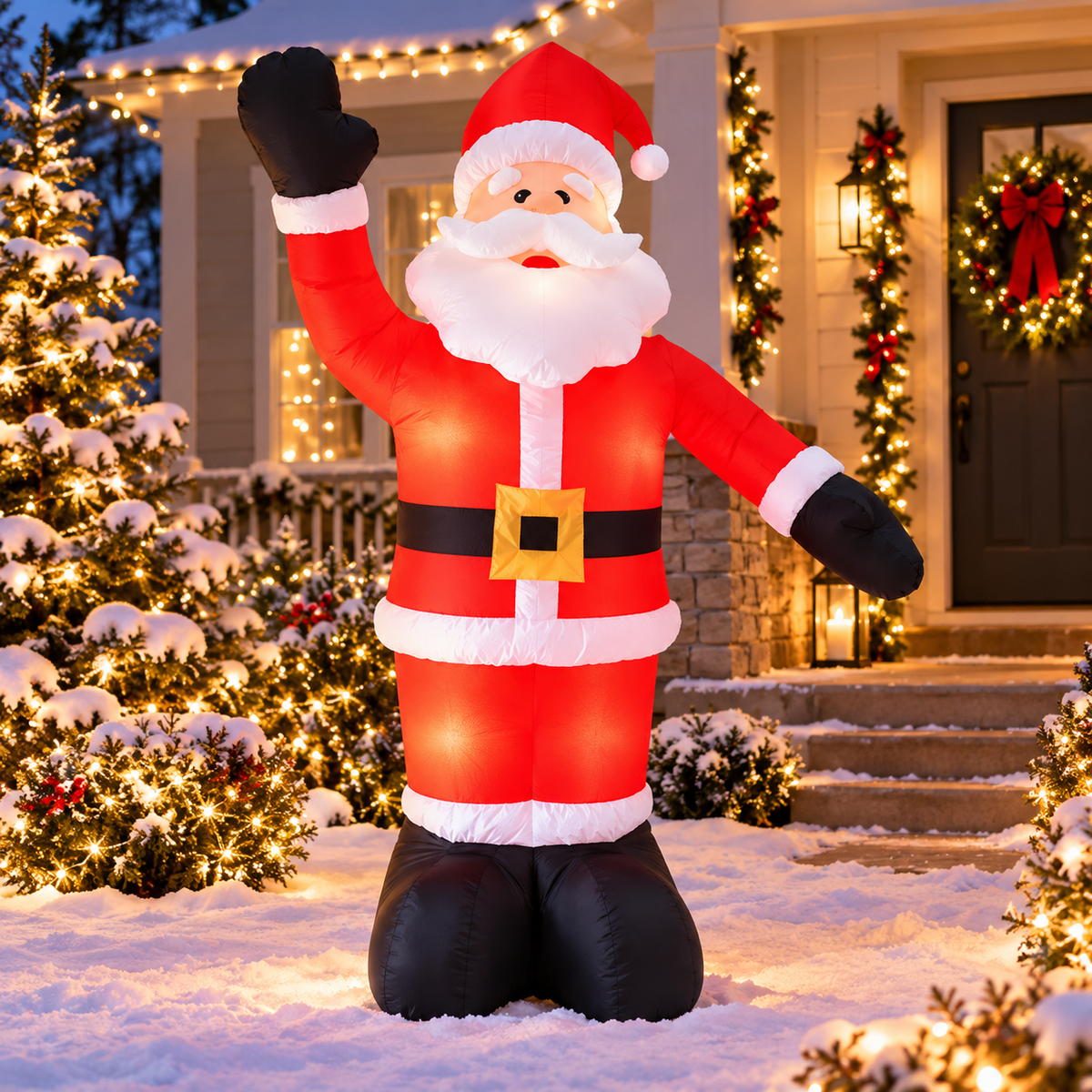5.9 FT Waving Santa Claus Christmas Inflatable Yard Decoration