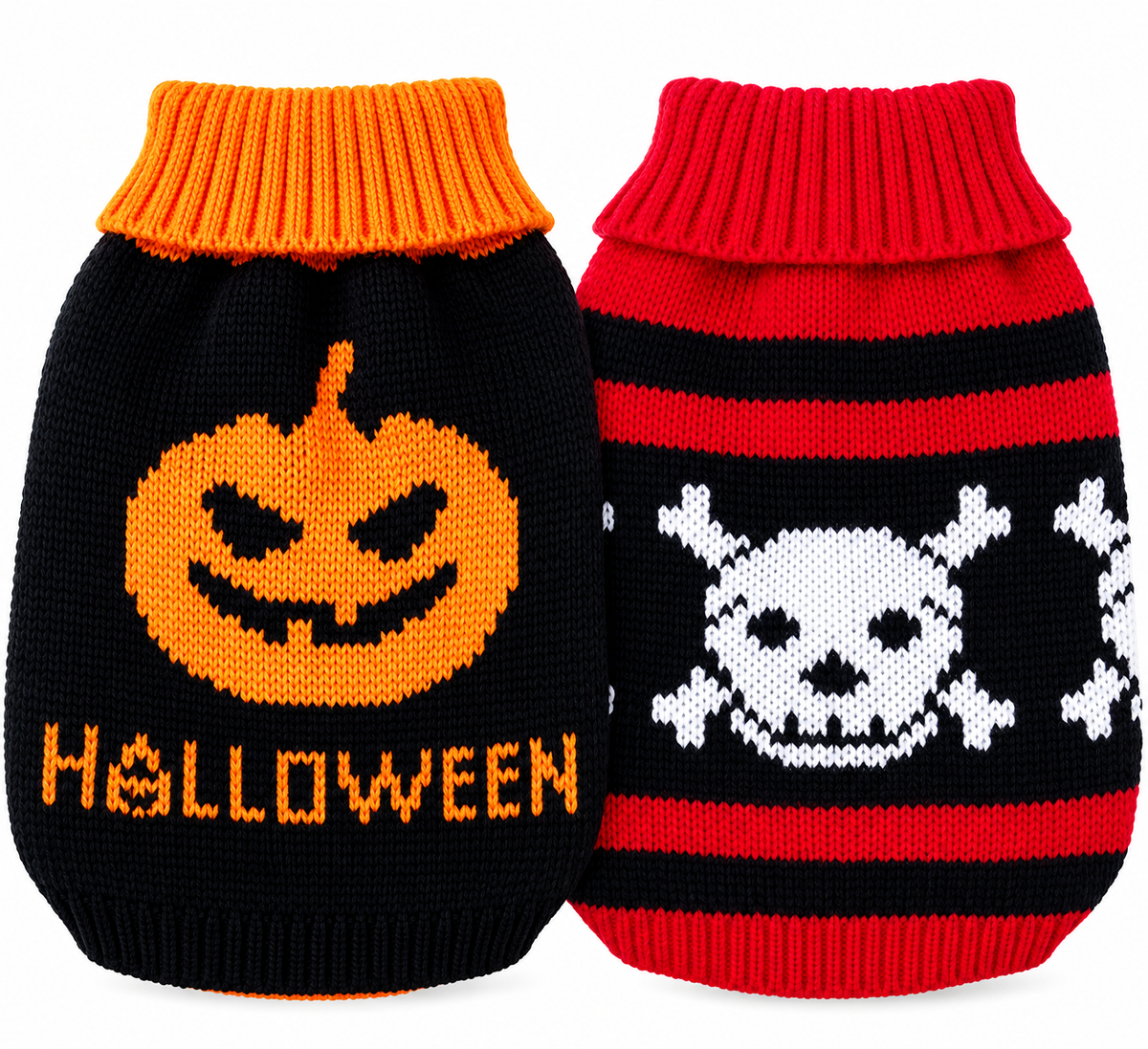 Halloween Pet Sweater – Pumpkin or Skull Knit Dog Sweater