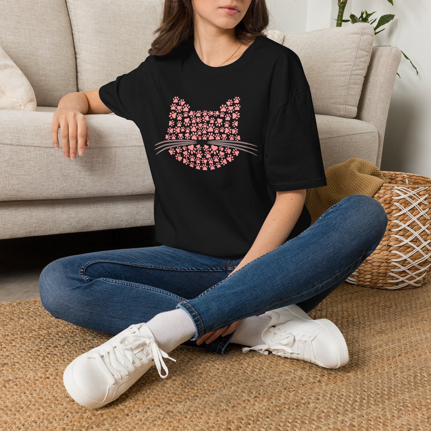 Pawprint Cat Portrait Adult T-shirt
