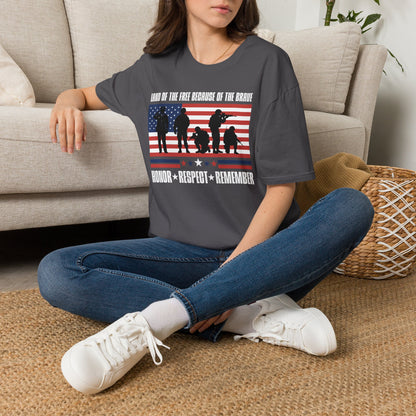 Land of the Free Because of the Brave-Honor Respect Remember Adult T-shirt