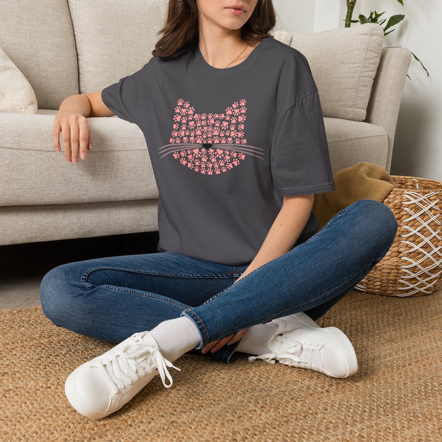 Pawprint Cat Portrait Adult T-shirt