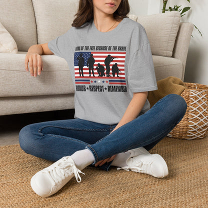 Land of the Free Because of the Brave-Honor Respect Remember Adult T-shirt