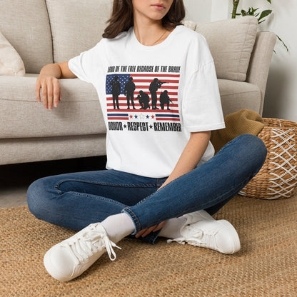 Land of the Free Because of the Brave-Honor Respect Remember Adult T-shirt