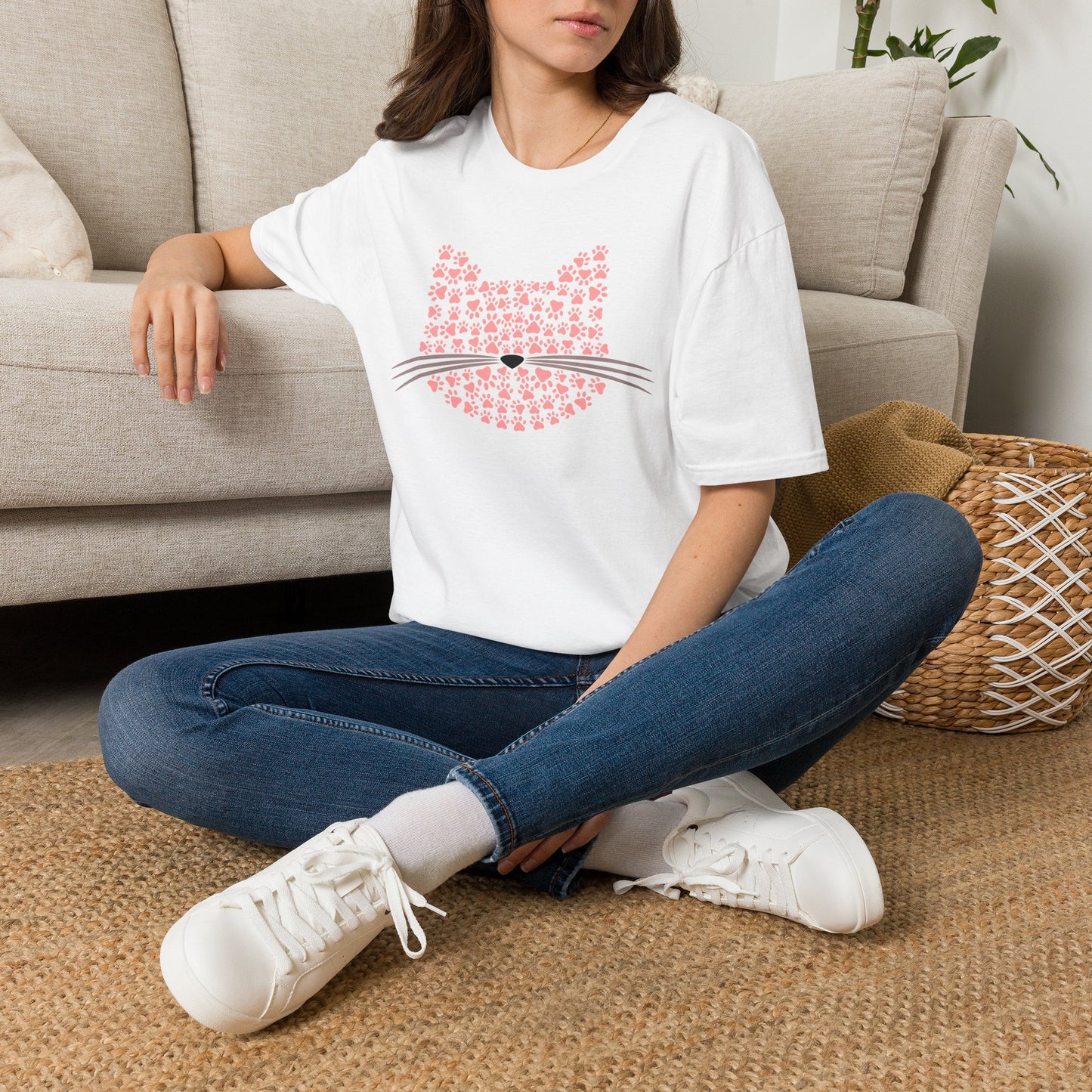 Pawprint Cat Portrait Adult T-shirt
