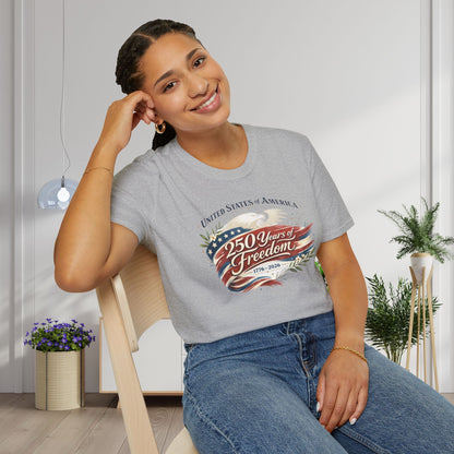 Vintage USA 250 Years of Freedom 1776-2026 Adult T-shirt