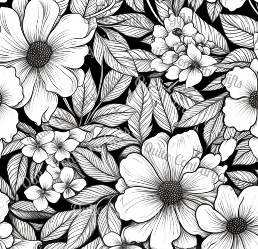 Black & White Forget-Me-Nots Basic Bedding Set