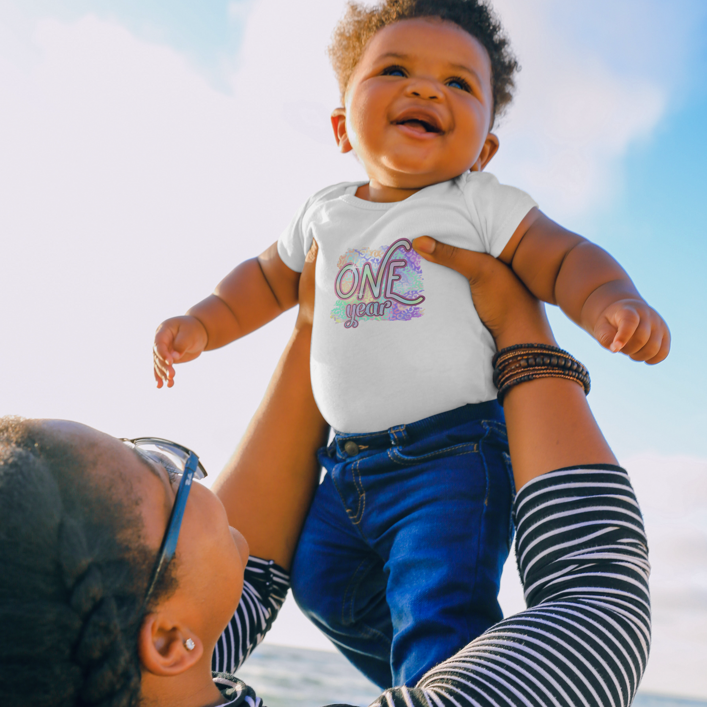 Pastel Wild One Milestone Baby Bodysuit-One Year