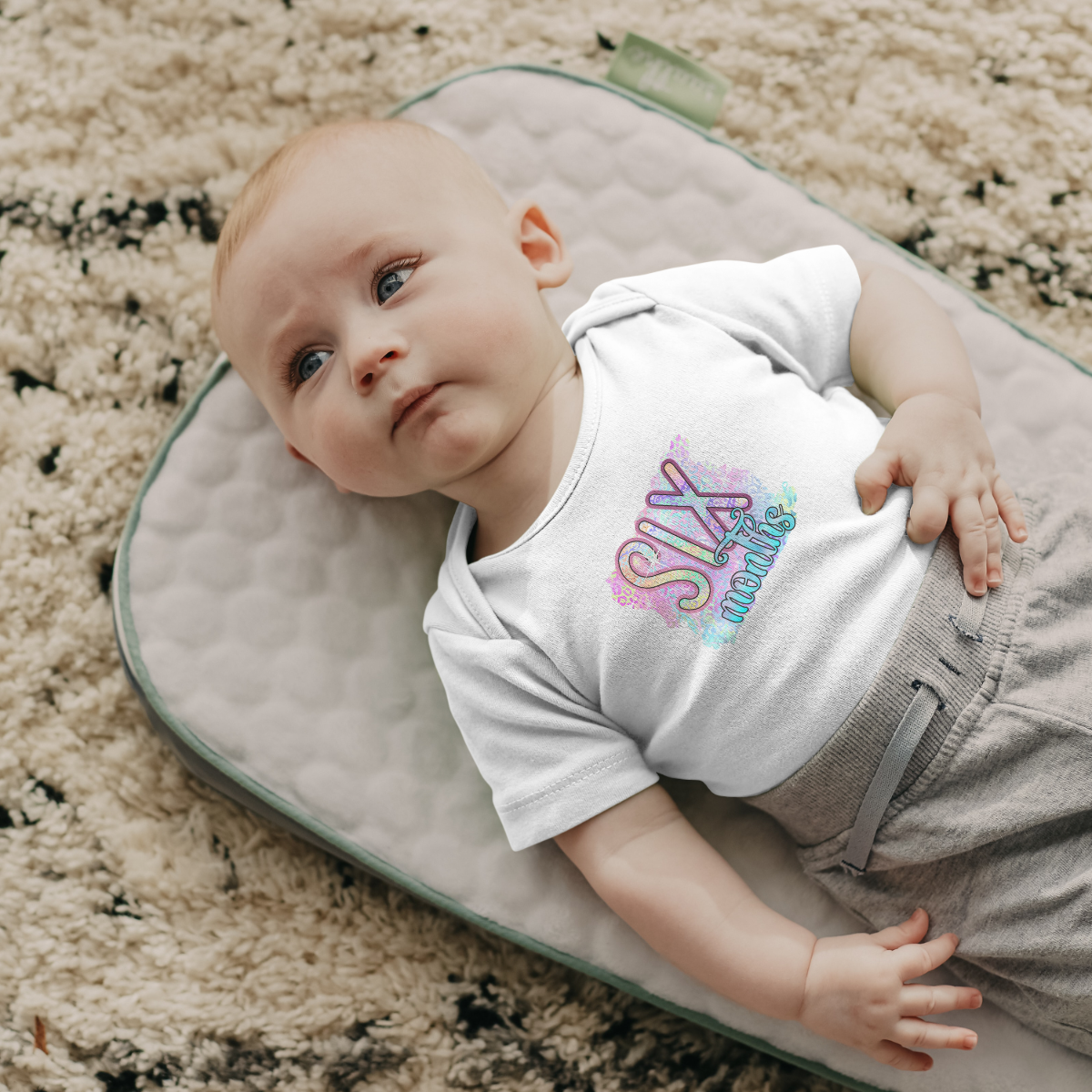 Pastel Wild One Milestone Baby Bodysuit-Six Months