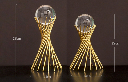 Nordic Light Crystal Ball w/Abstract Golden Iron Base