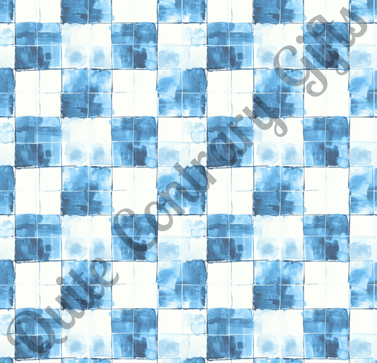 Cozy Blue Checkered Basic Bedding Set