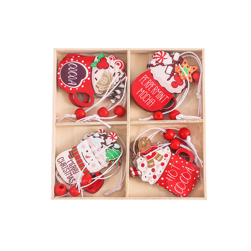 Wooden Gingerbread Man Christmas Ornaments w/Storage Box