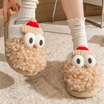 Cartoon Bearded Santa Claus Christmas Slippers