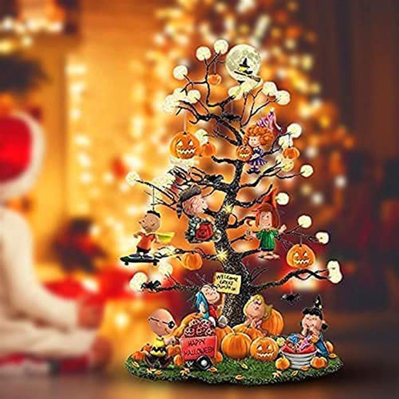 Charlie Brown Glowing Halloween Pumpkin Ornament Tree