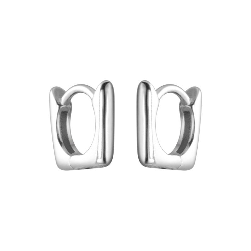 Sterling Silver Geometric  Square Earclip Earring