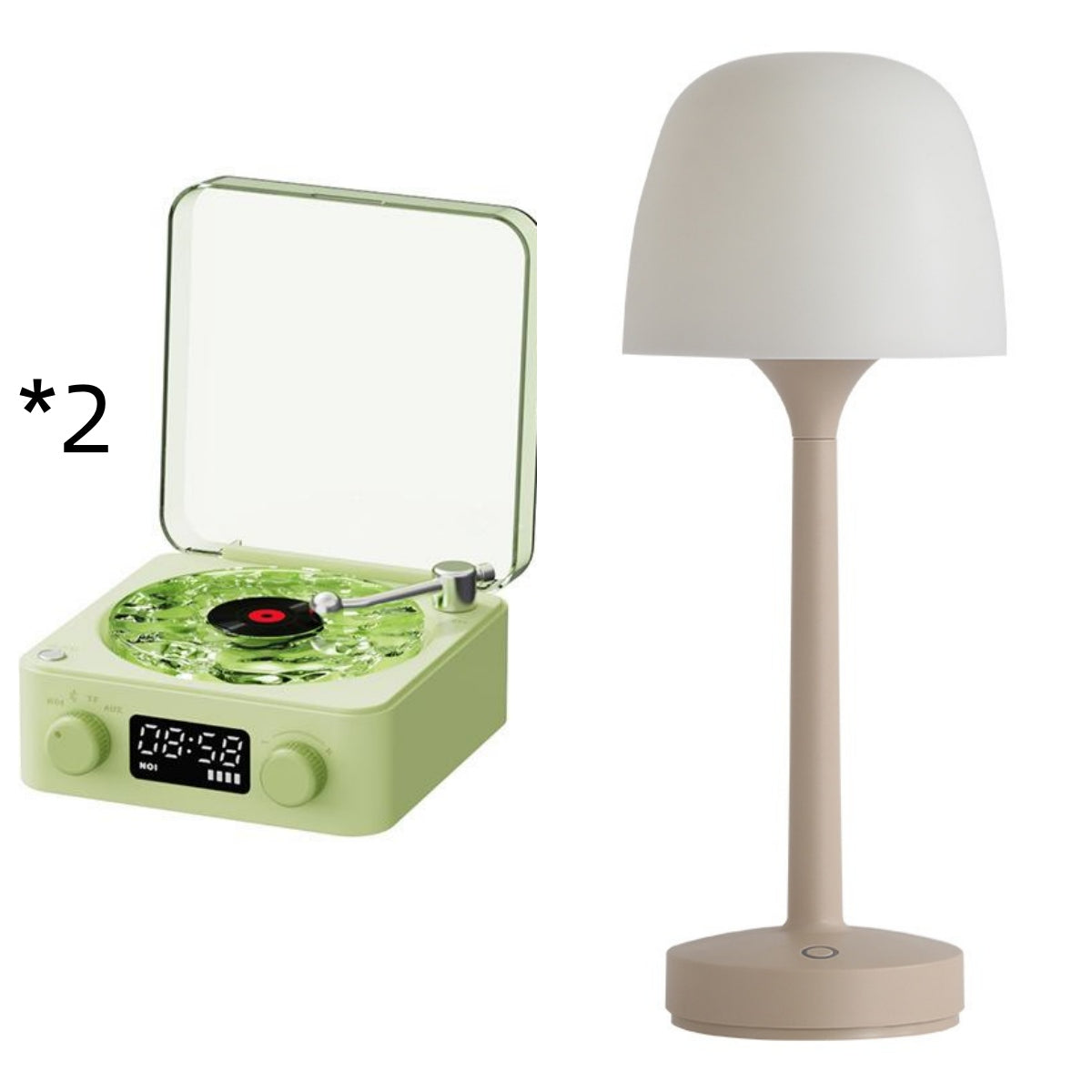 Retro Bluetooth Record Player Speaker with Rotating Water Ripple Light & White Noise Machine