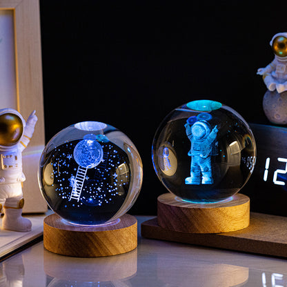 Crystal Ball Night Light: Milky Way, Solar System, Rain Cloud, Astronaut, Christmas, Whale, Heart, Jellyfish