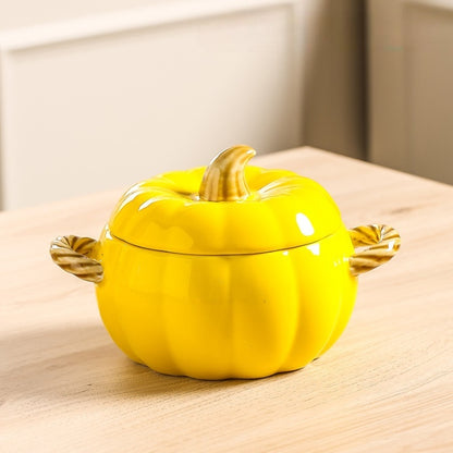 Pumpkin-shaped Ceramic Soup Bowl With Lid