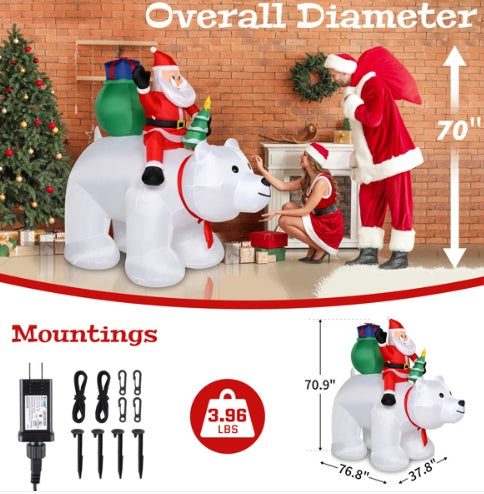 Polar Bear Christmas Journey Inflatable