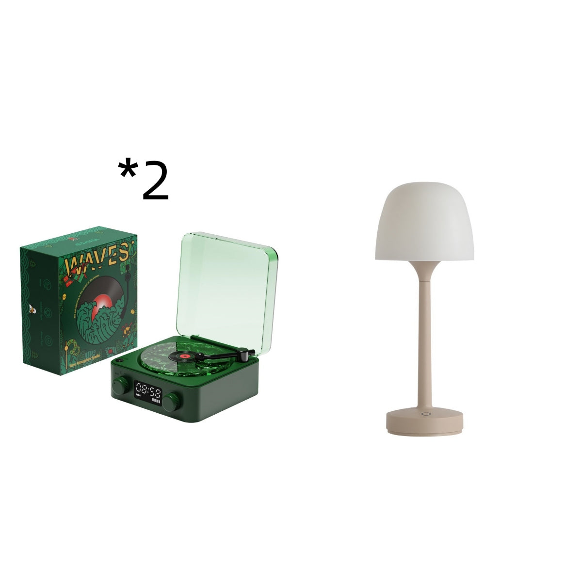 Retro Bluetooth Record Player Speaker with Rotating Water Ripple Light & White Noise Machine