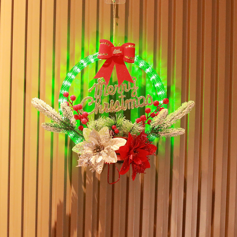 12inch Luminous Christmas Wreath Door Hanging