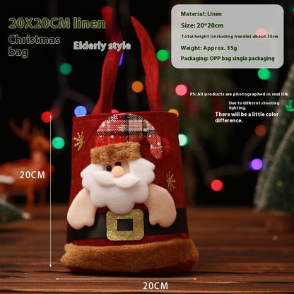Christmas Candy Tote Bag Santa Claus Reindeer Snowman Bear Christmas Tree