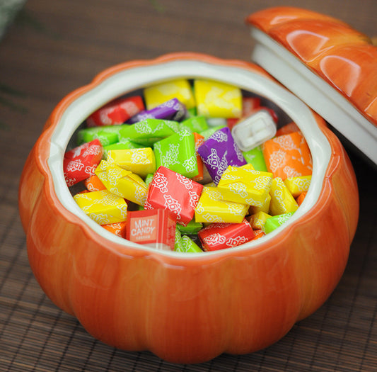 Ceramic Pumpkin-Shaped Cookie/Candy Jar