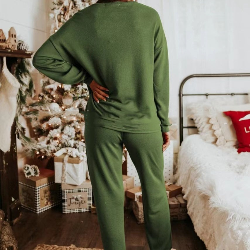 Women's Christmas Long Sleeve Cozy Pajama Two-piece Sets