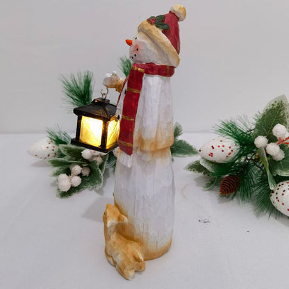 Santa/Snowman Under Street Lamp Resin Decor