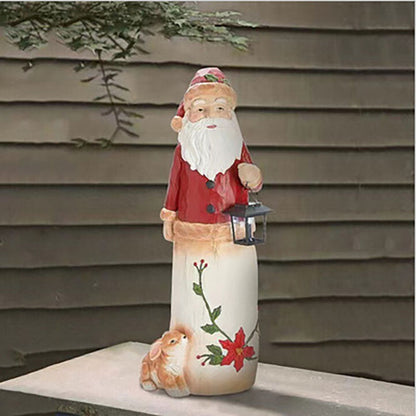 Santa/Snowman Under Street Lamp Resin Decor