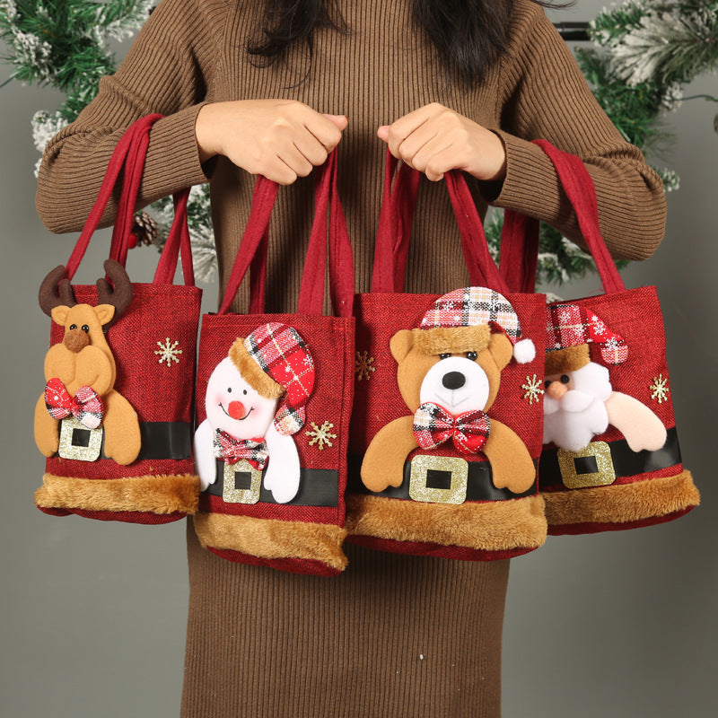 Christmas Candy Tote Bag Santa Claus Reindeer Snowman Bear Christmas Tree