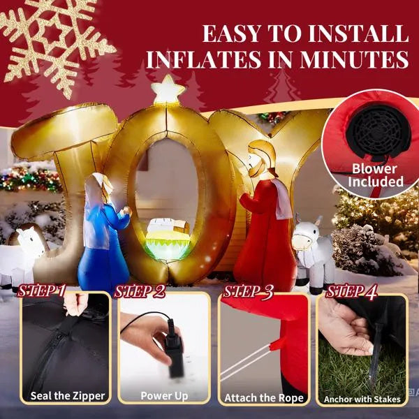 Joy Nativity Scene w/Built-in LED Lights Inflatable